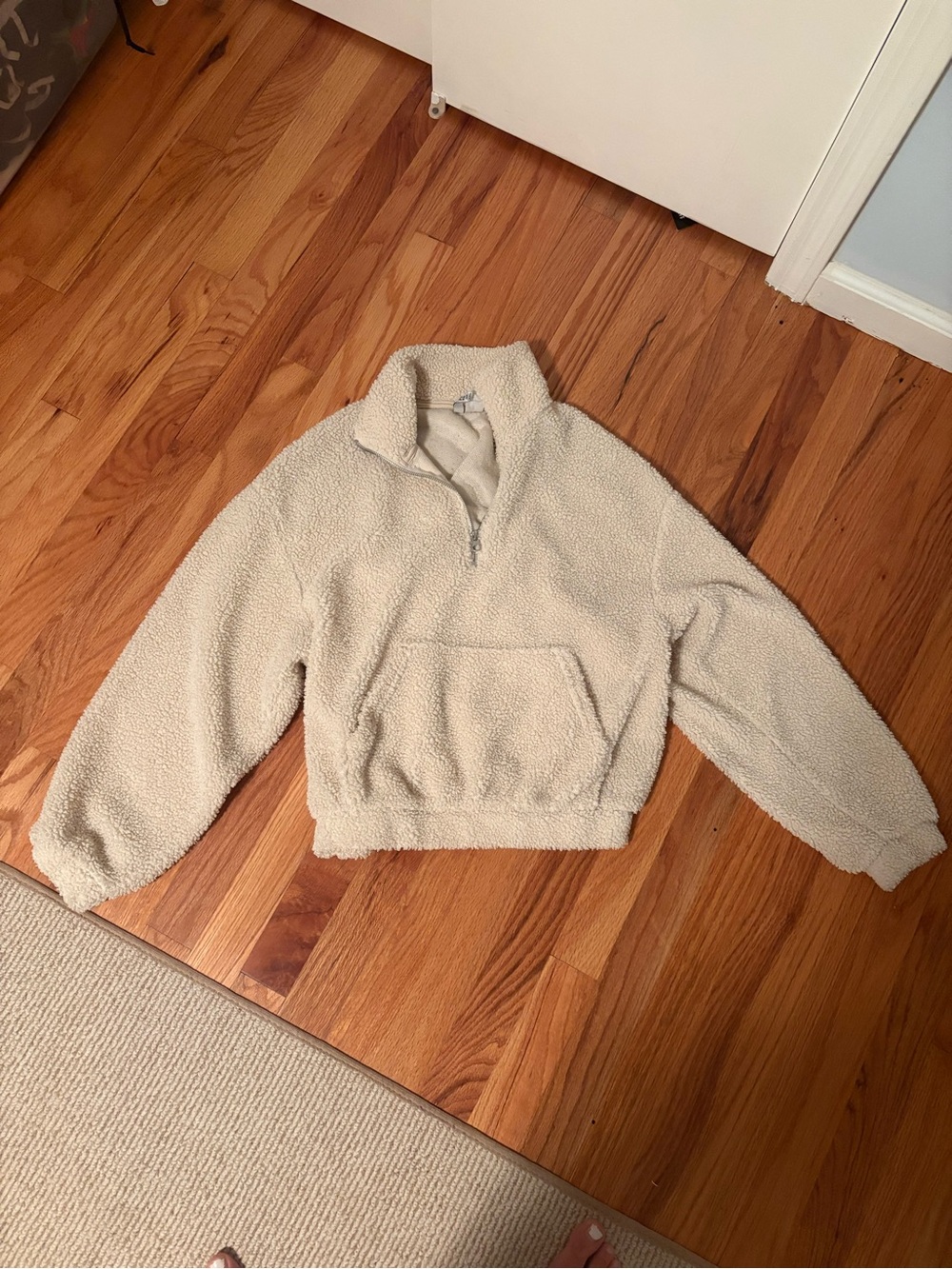 H&M Cozy Cream Sherpa Quarter-Zip Pullover